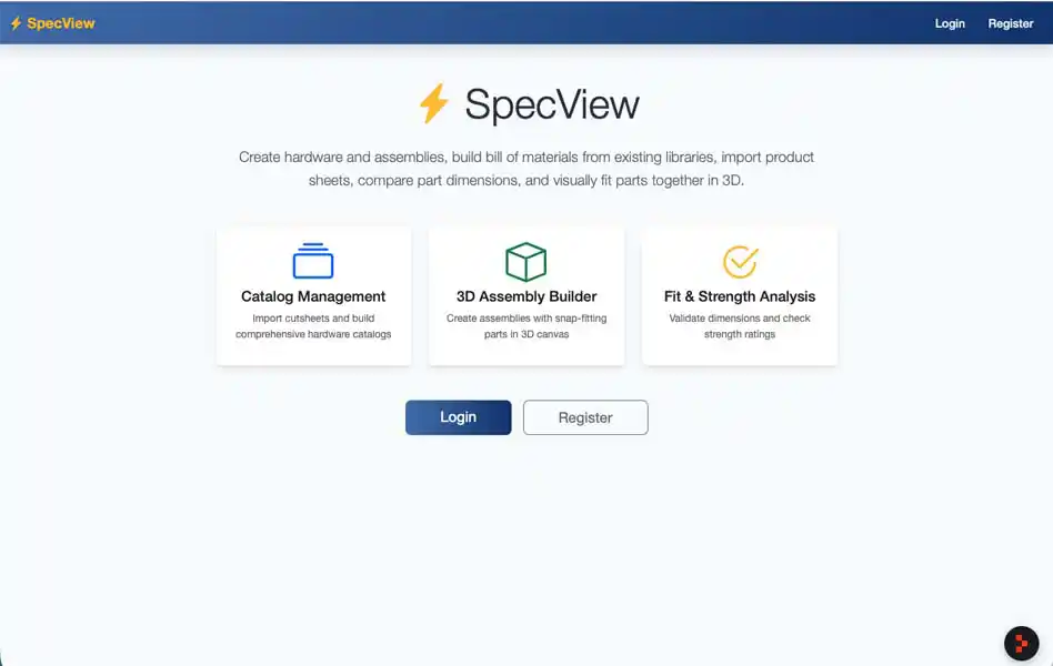 SpecView specification management software interface